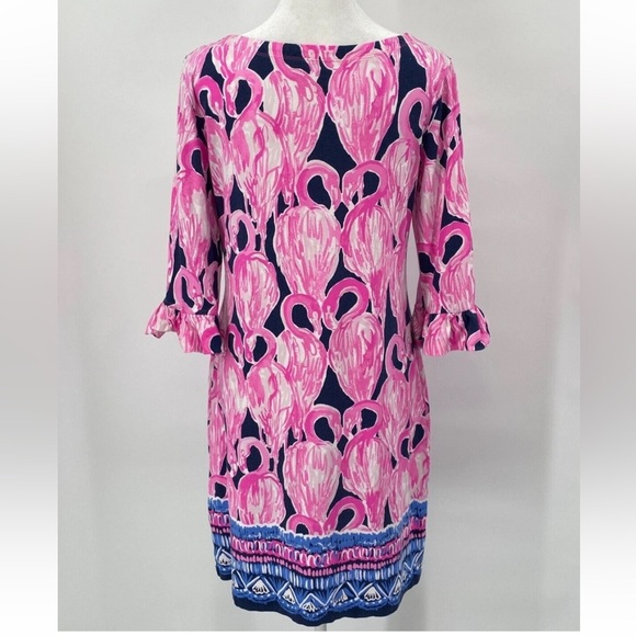 Lilly Pulitzer Sophie Ruffle Dress Size Small Pink Flamingo High Tide UPF 50 - Picture 2 of 12